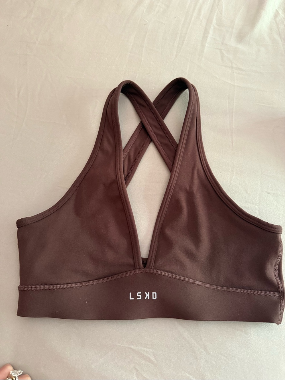 LSKD Brown Cross-Back Performance Sports Bra